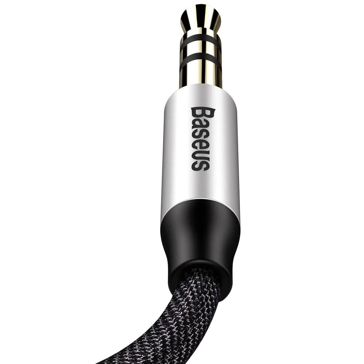 Baseus Yiven M30 stereo AUX 3,5 mm ljudkabel hane mini jack 1m silver-svart (CAM30-BS1), bild 5