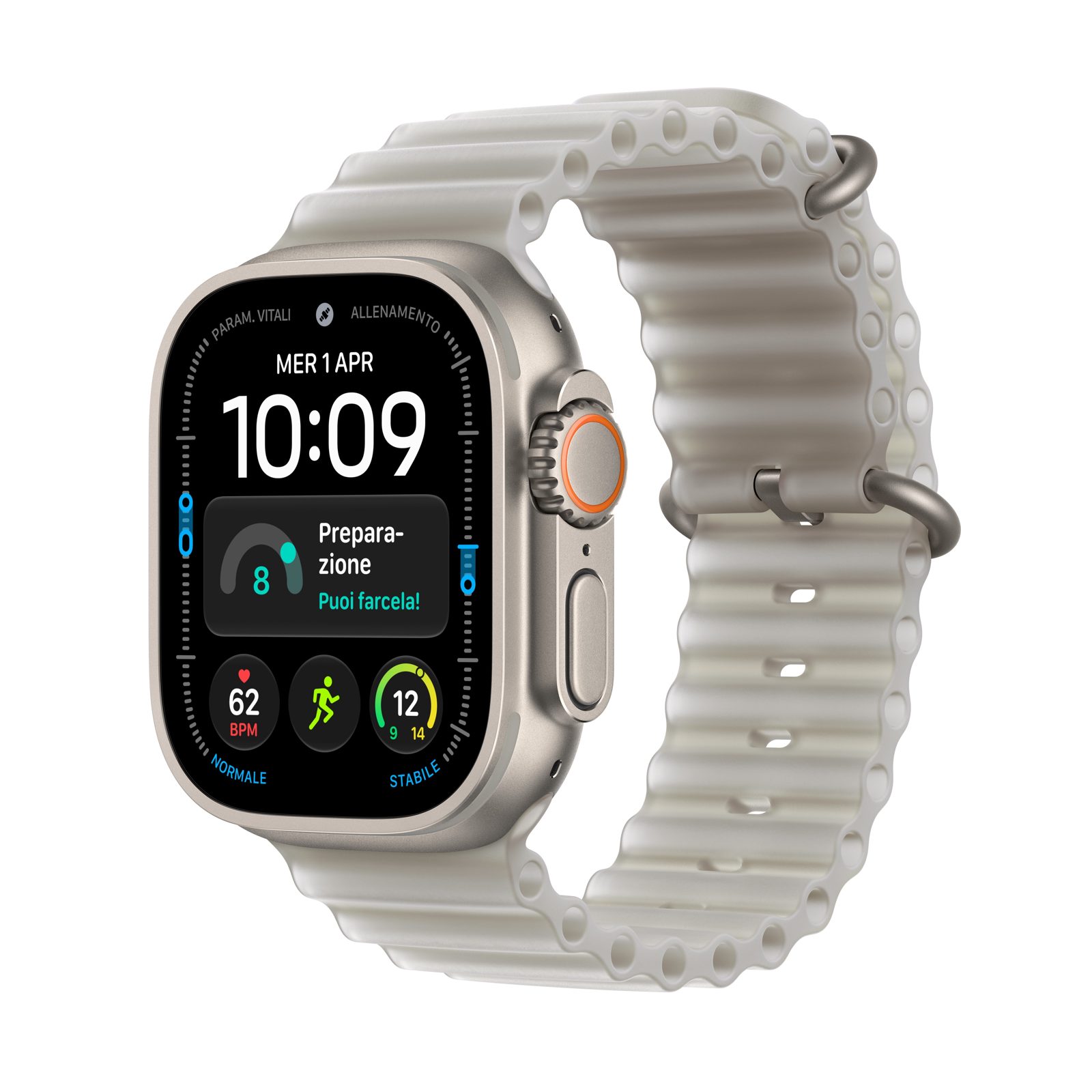 Apple Watch Ultra 4 GPS + Cellular 49 mm naturligt titan, genomlyst grå Havsband, bild 4