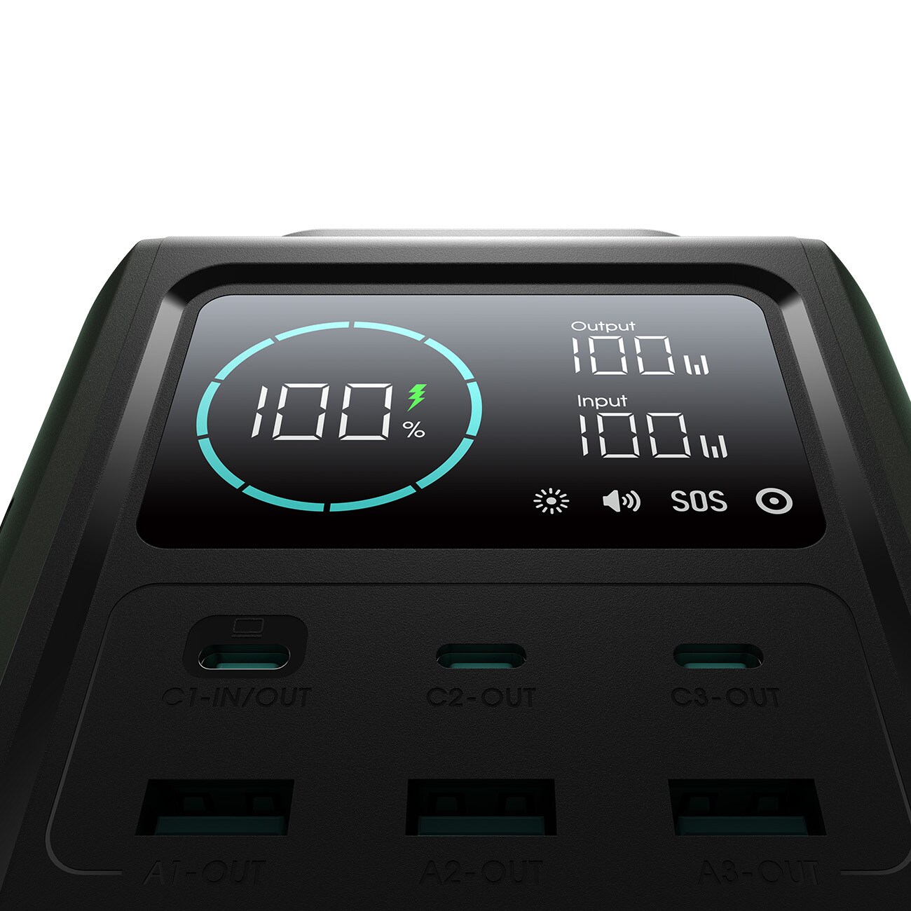 Powerbank Joyroom JR-PBF10 75000mAh 100W 3x USB-C 3x USB-A med vikbar ficklampa och handtag - grön, bild 5