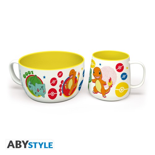 Pokemon Frukost Set Mugg + Skål - Pikachu & Kanto Starter