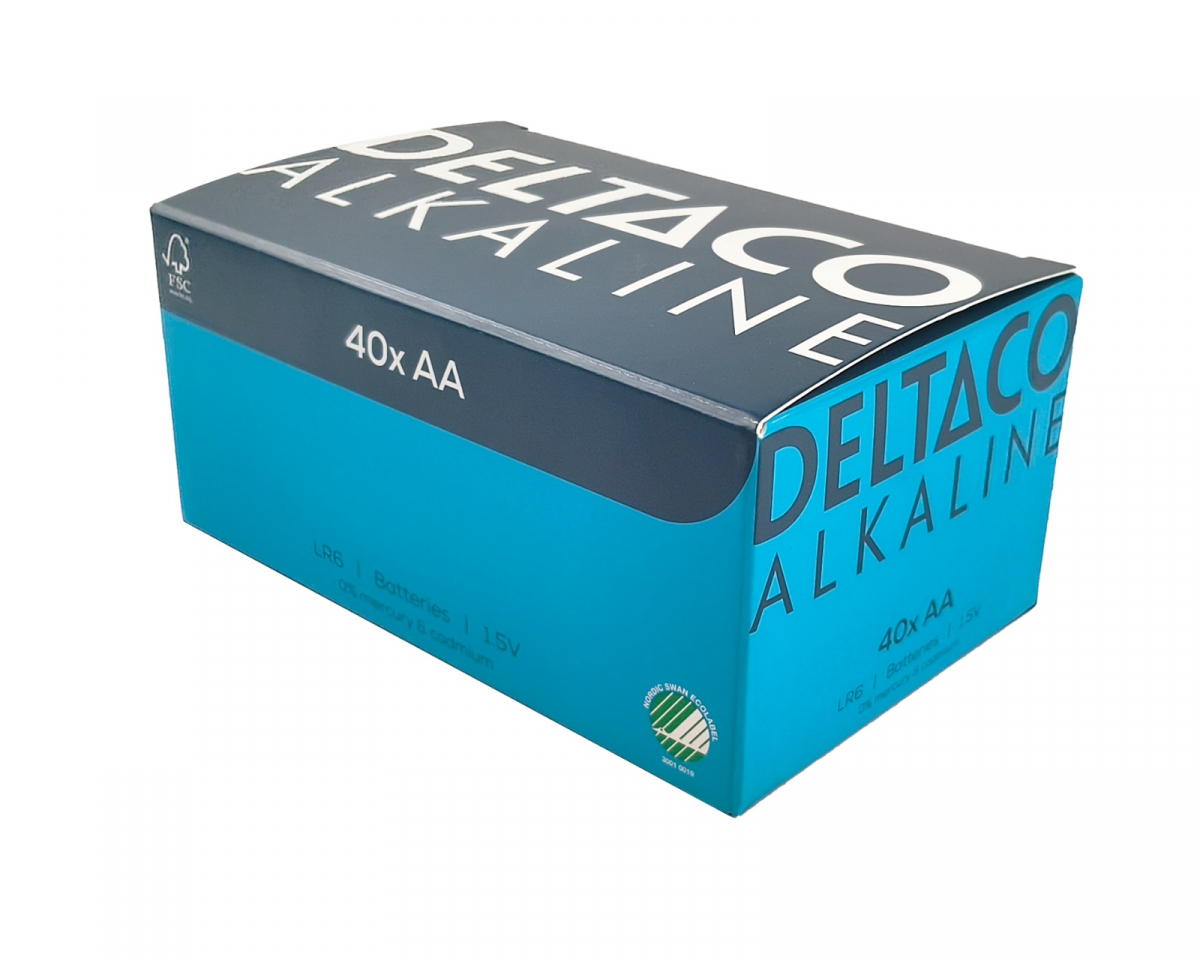 Deltaco AA alkaliska batterier 40-pack, bild 2