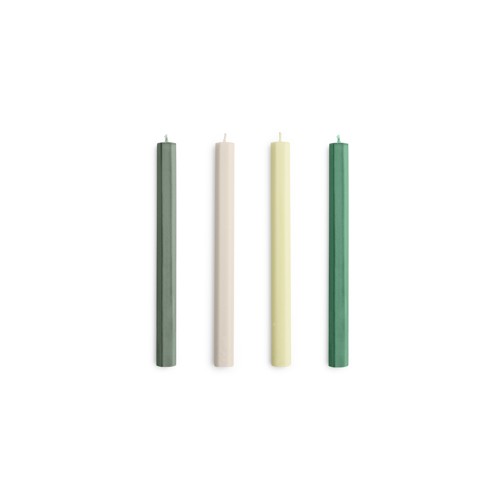 HAY - Hexagon Ljus - H24 cm - Grön & Vit - Set om 4