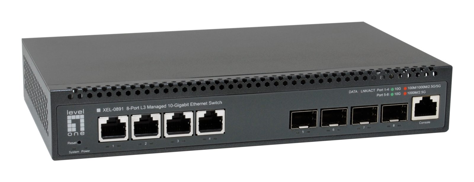 LevelOne XEL-0891, 4x10GbE RJ45, 4x10GbE SFP+, Layer3, bild 2