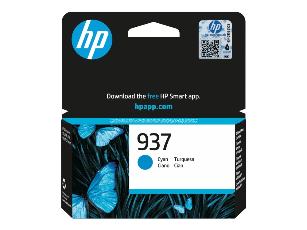 HP 937 - Cyan - original - bläckpatron - för P/N: 403X8B#ABF, 403Y0B#AB5, 4U561B#ARL, 537P5B, 53N94B, 5A0S0C, 5A0S0C#778, C2VZ1A#B1H