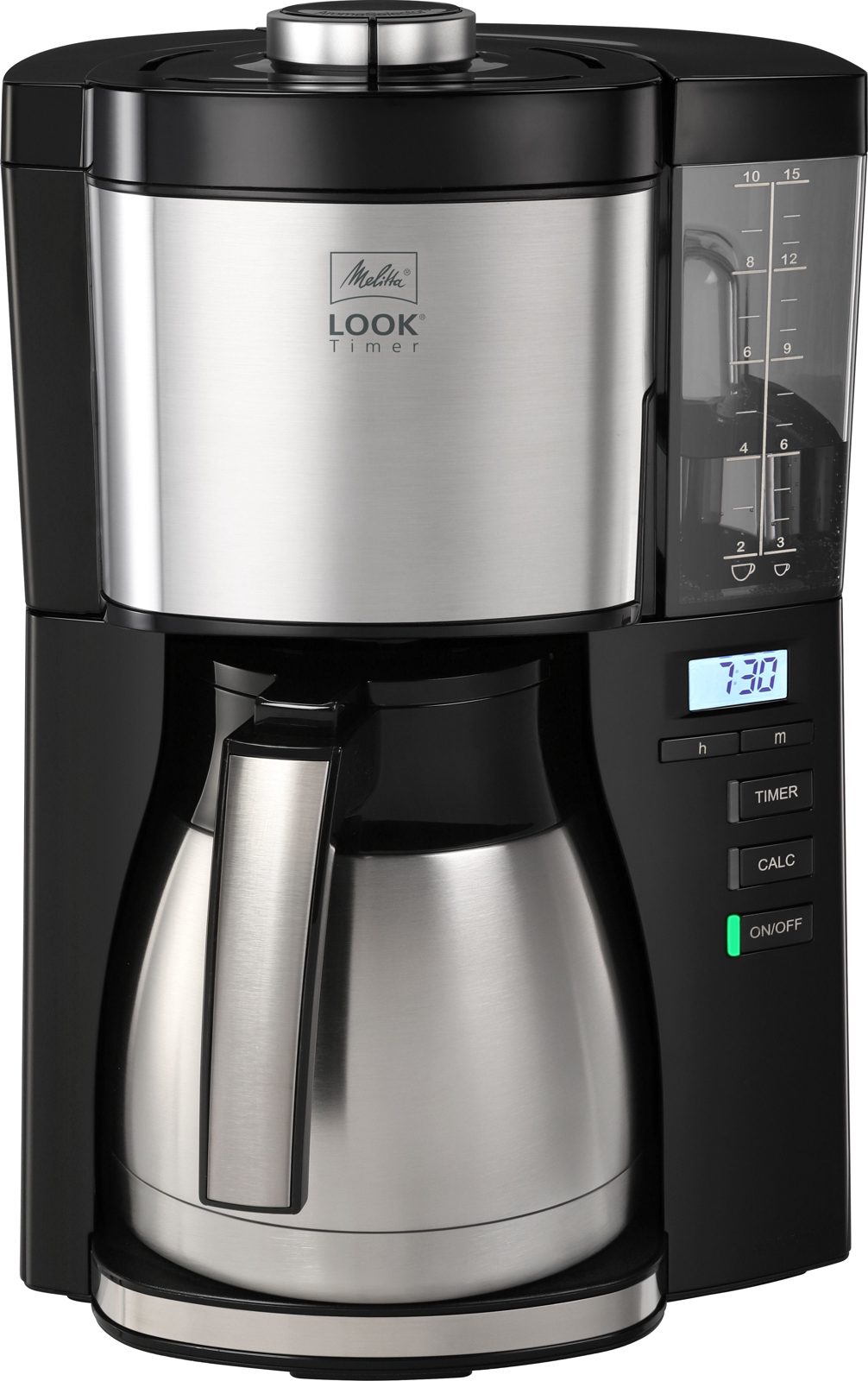Melitta Look Therm Timer Kaffemaskin - 10 koppar - Svart / Silver