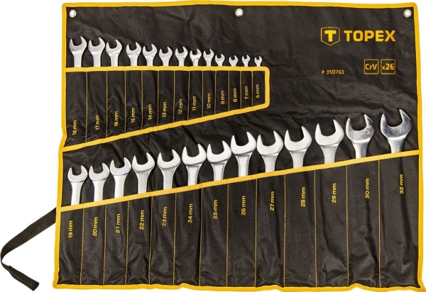 Combination wrenches 6-32 mm, set of 26, sheet