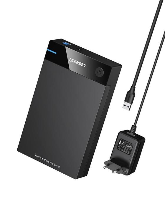 Ugreen 50422 HDD/SSD-kabinett 2,5/3,5 SATA USB 3.0 5 Gbit/s, svart