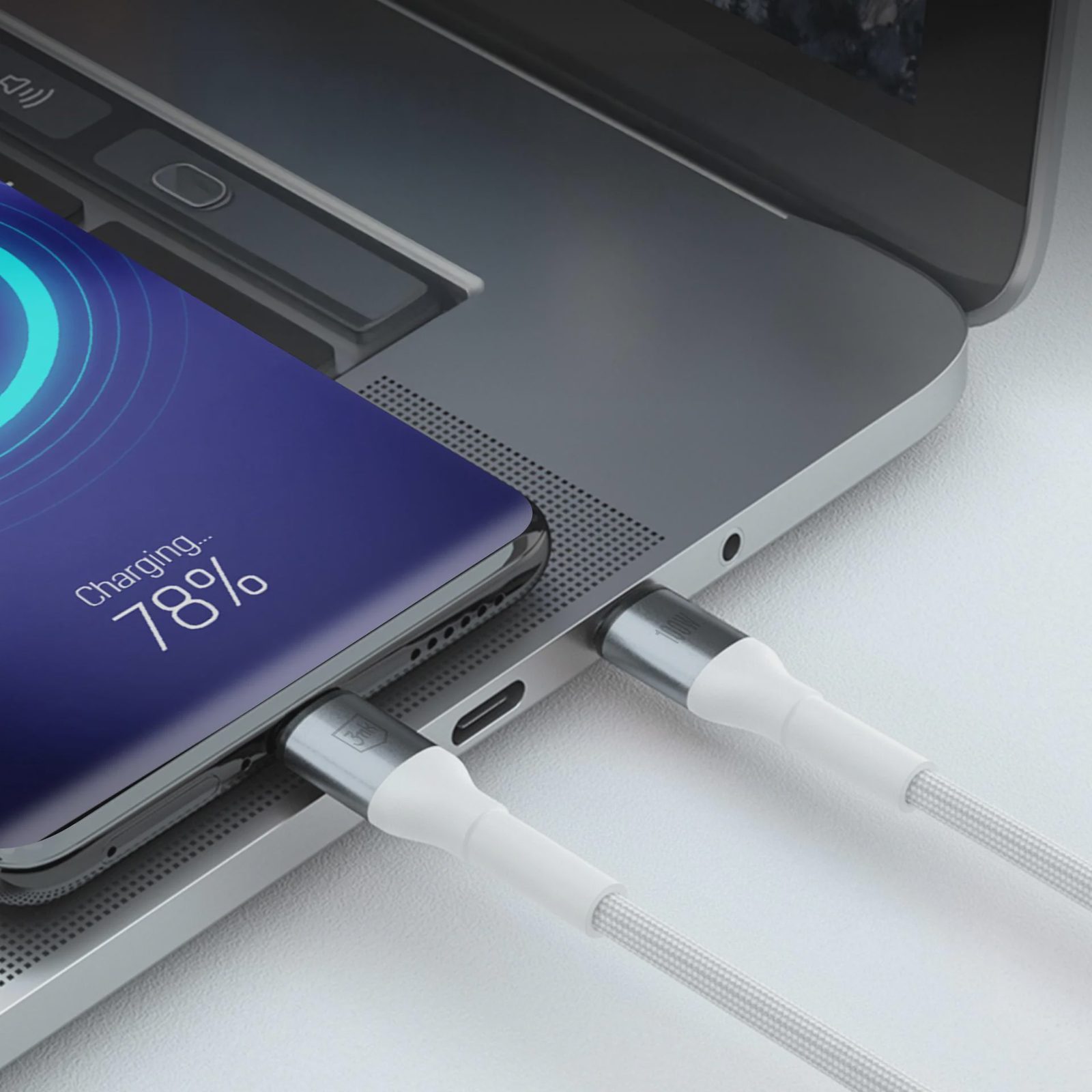 3mk Hyper Cable N-SERIES USB-C / USB-C 2 m PD 3.0 QC 3.0 20 V/5 A 100 W – vit, bild 3