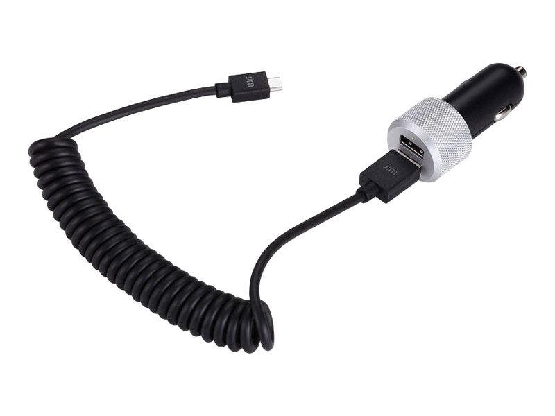 Just Mobile Highway Max - Strömadapter för bil - 2.1 A - 2 utdatakontakter (USB) - på kabel: Micro-USB