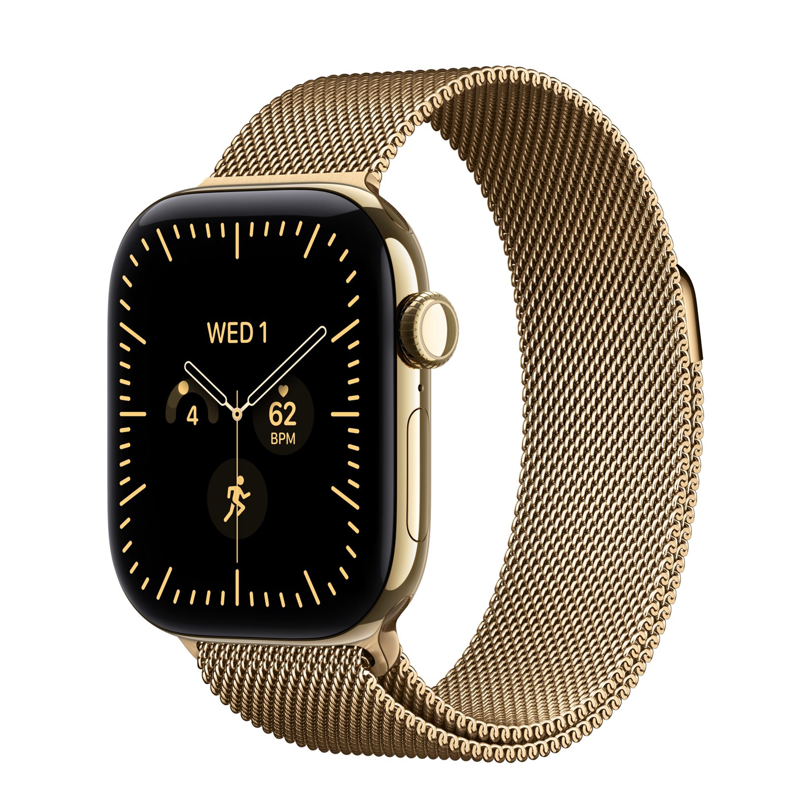 Apple Watch Series 12 GPS + Cellular 42 mm skinande guld titan, skinande guld Milanesisk loop