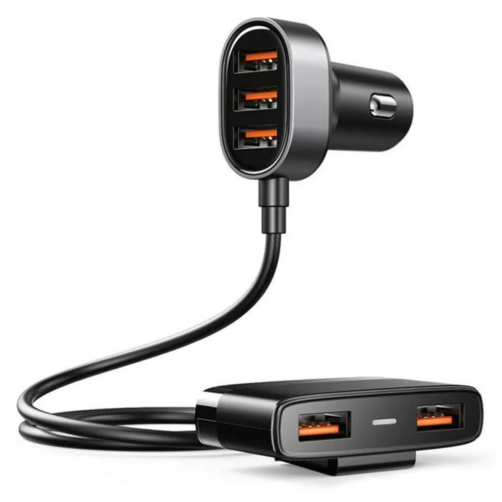 Joyroom Snabbladdare Bil 5x USB 6.2A med Förlängningskabel Svart
