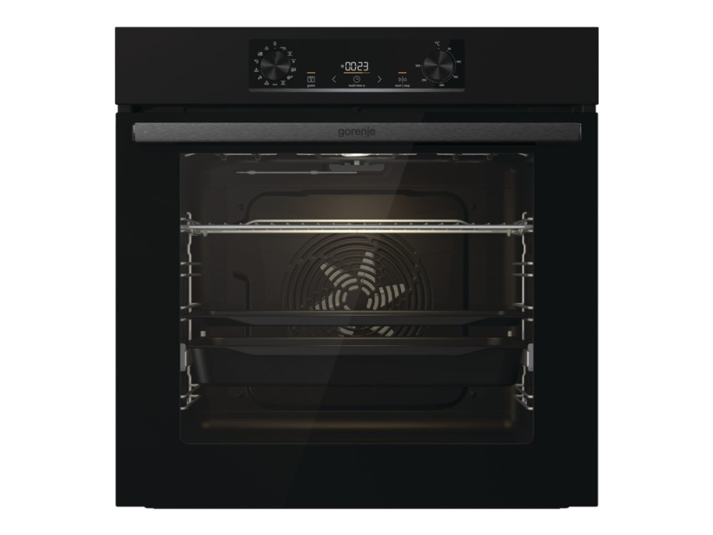 Gorenje Essential BOS6737E06B - Ugn - med ångfunktion - inbyggd - fördjupning - bredd: 56 cm - djup: 55 cm - höjd: 59 cm - med självrengöring - Klass A - svart