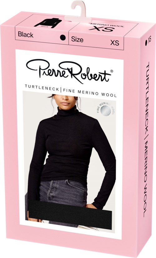 Pierre Robert Turtleneck Fine Merino Wool Women Black XS