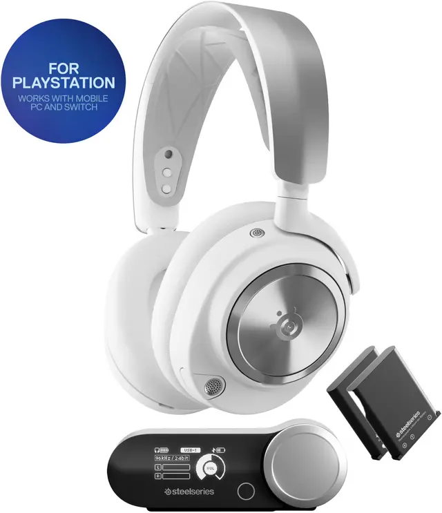 Steelseries Arctis Nova Pro PlayStation trådlöst gamingheadset, vitt