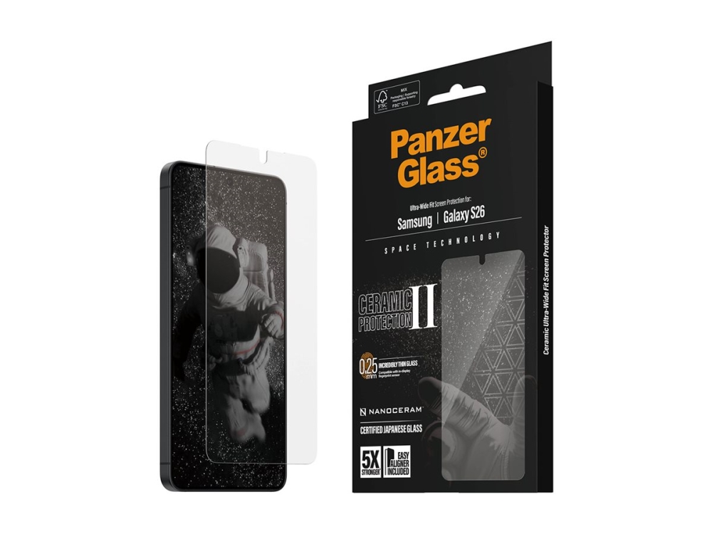 PanzerGlass Samsung Galaxy S26 Ceramic skärmskydd, Ultra-Wide Fit