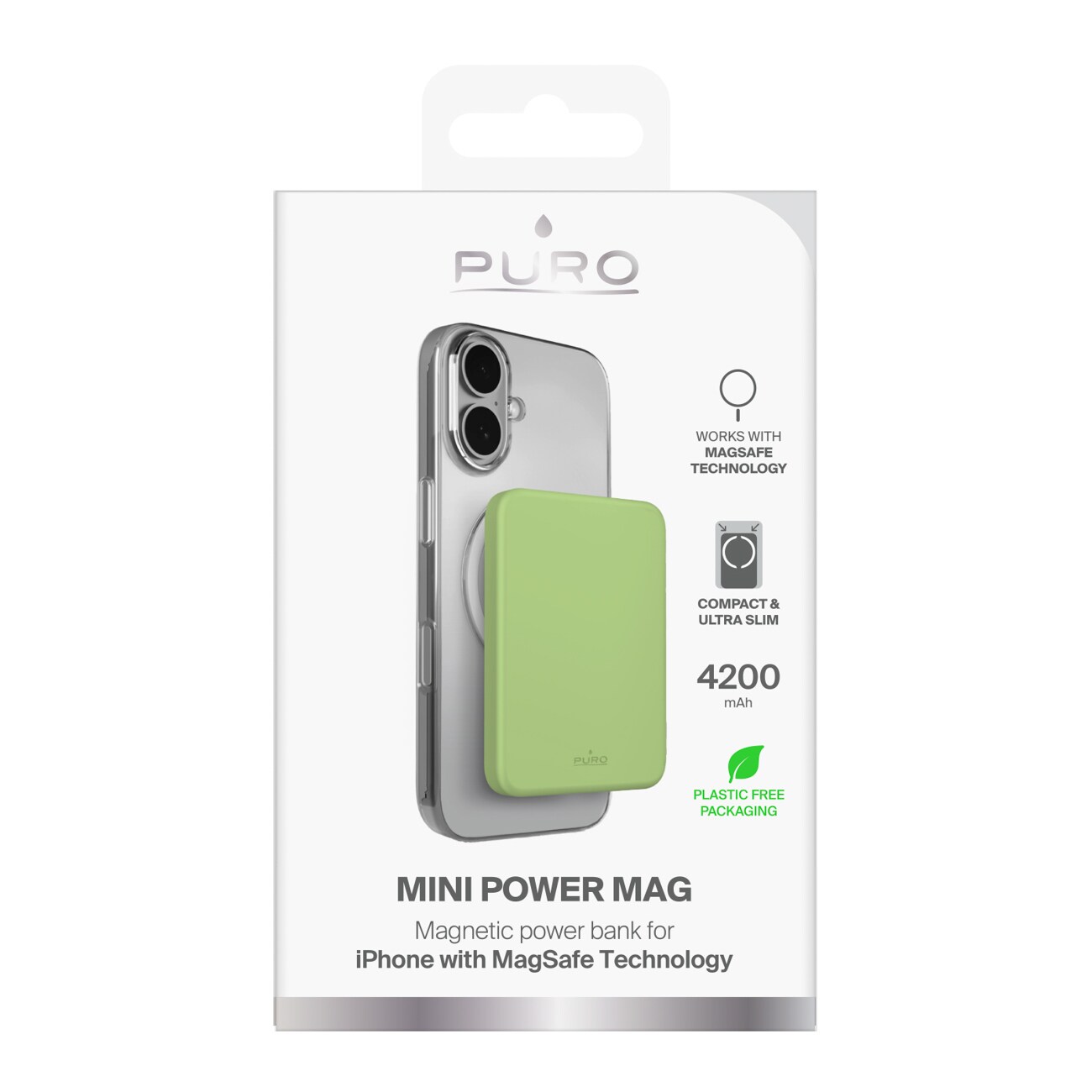 Puro 4200 mAh ultratunn MagSafe-kompatibel USB-C-powerbank – grön, bild 2