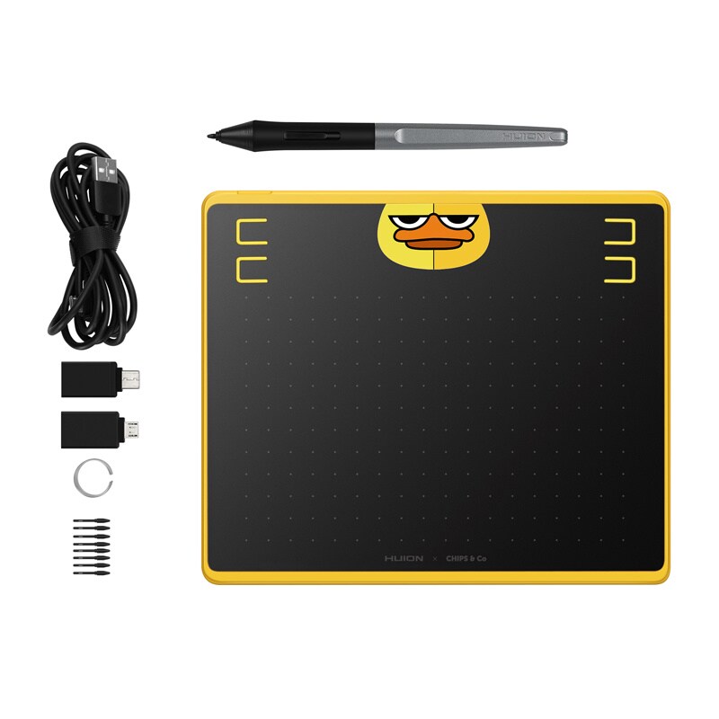 HUION HS64 Special Edition Graphics Pen Tablet, Kabel & Trådlös, 5080 lpi, 160 x 102 mm, USB, 1 cm, Svart, Gul, bild 5