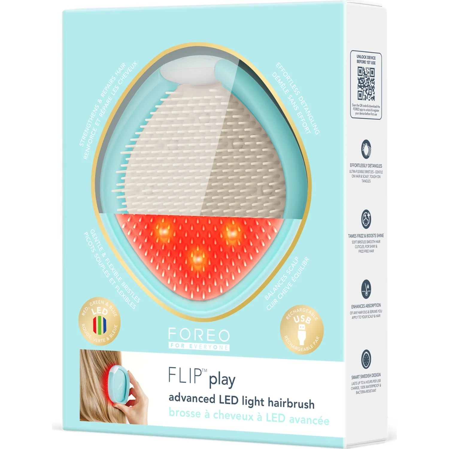 FOREO FLIP For EveryOne Play Advanced LED Light Hairbrush Ice Ice Baby!