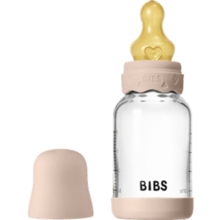 BIBS Glass Boheme Baby Bottle Round Latex 120 ml Slow Flow Blush
