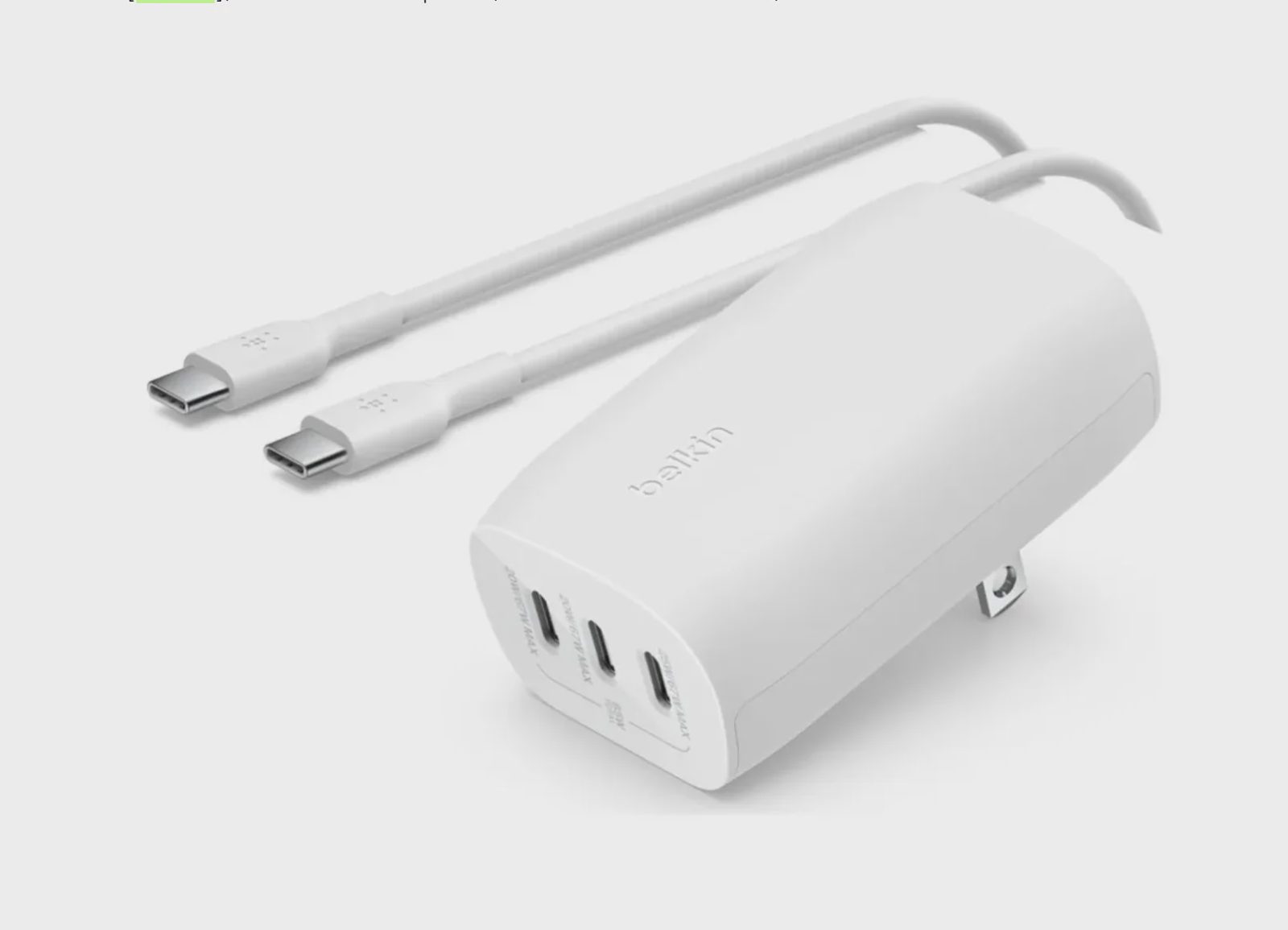Belkin BoostCharge 3-portars USB-C-laddare med USB-C-kabel