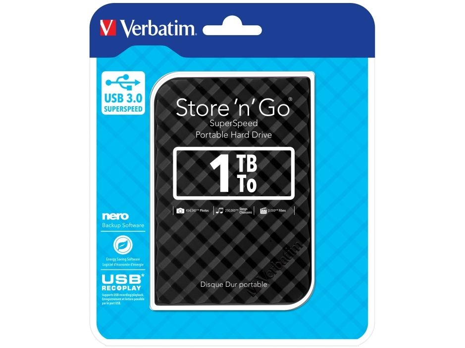 Verbatim Store 'n' Go Gen2 extern hårddisk, 1 TB, svart