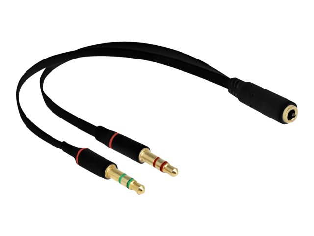 Delock Headset-ljudadapter/splitter 3,5 mm AUX-hona till 2x hane - Svart