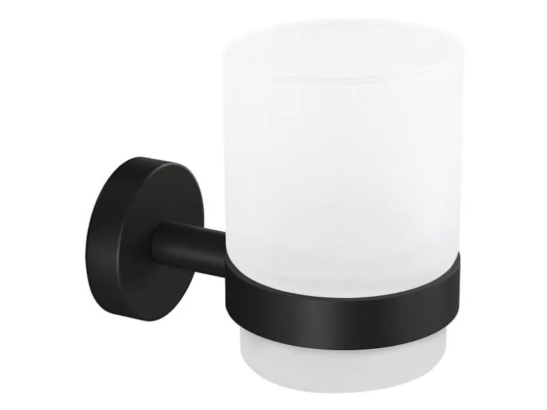 tesa 40566-00000-00 MOON BLACK Tandborsthållare Lim Svart (matt), Glas satin