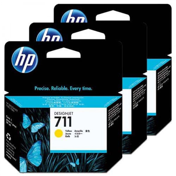 HP nr 711 Gul (CZ132A), 29 ml, DesignJet T120/T520, 3-pack, bild 4