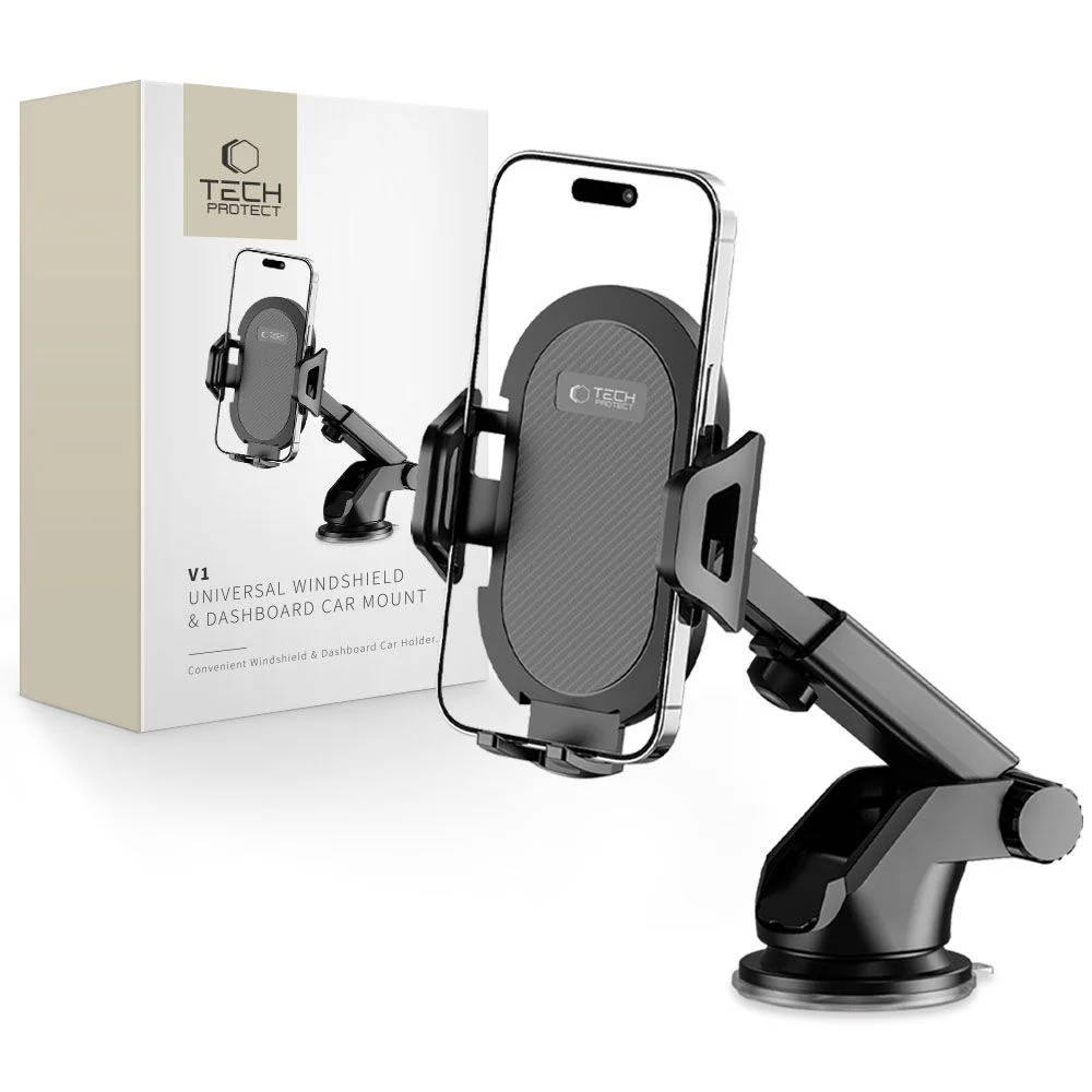 Tech-Protect V1 biltelefonhållare för vindruta/cockpit - svart
