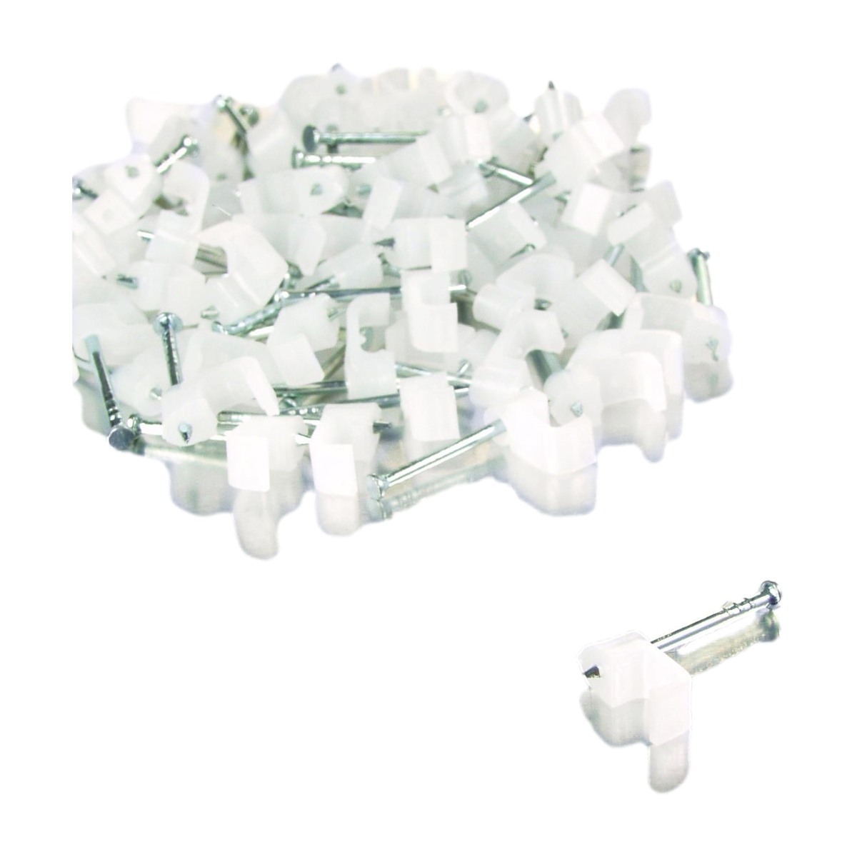 E:Zo kabel Clips, 3X5 mm, 100 Pcs, white