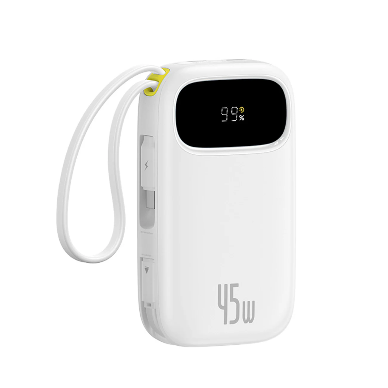 Baseus EnerFill FC31 Qpow 3 10000mAh 45W powerbank m. display & USB-C/Lightning-kablar – vit, bild 2
