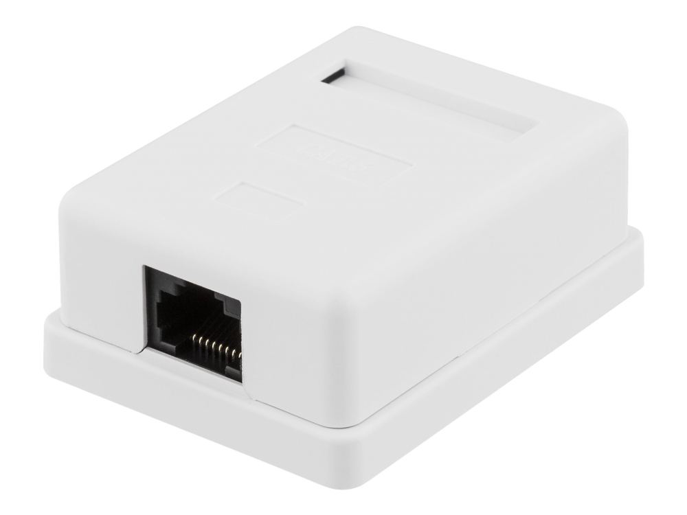 DELTACO VR-217 - Ytmonterat uttag - bordsmontering - CAT 6 - UTP - RJ-45 - vit