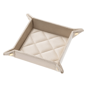 DARK Velvet Quilted Jewellery Tray Small Sand