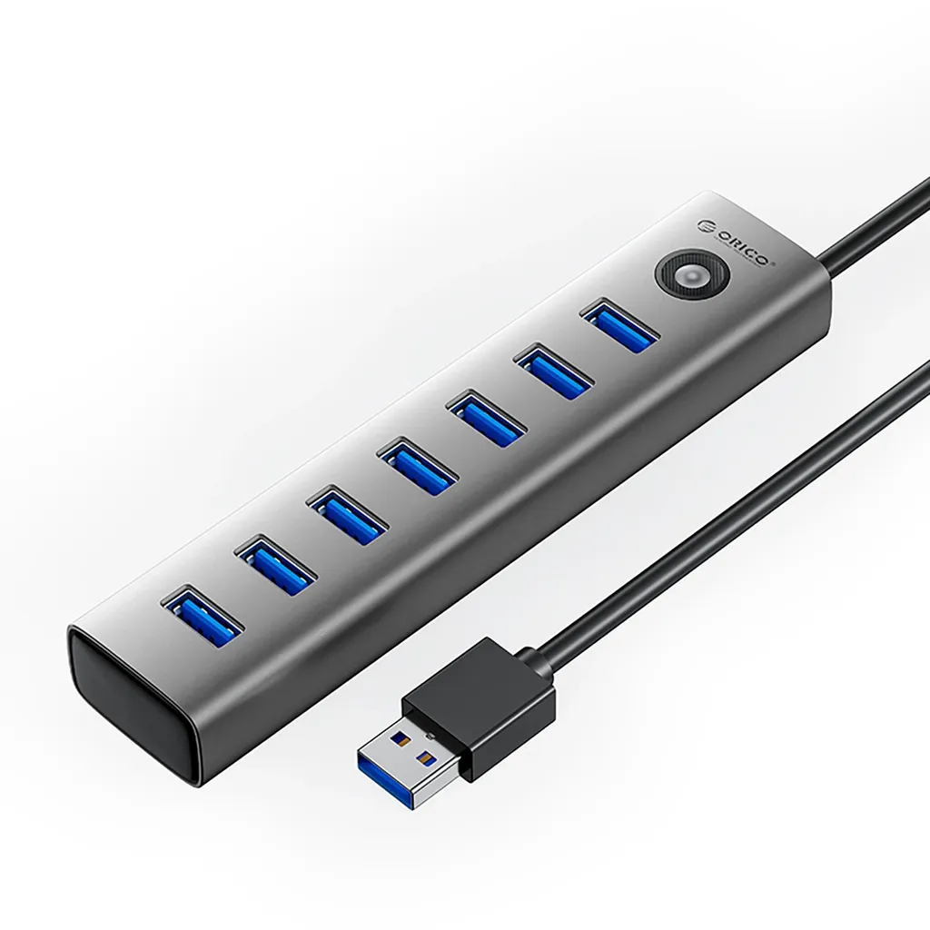 Orico USB-A Hub 7x USB-A 3.0 / USB-C 5V-3A, 1m - Grå, bild 5