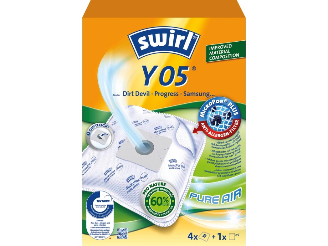 Swirl Y05 Dammsugarpåsar - 4-pack