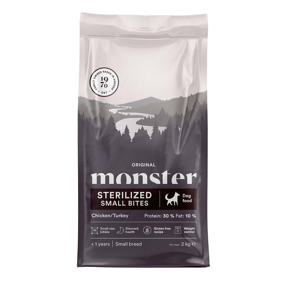 Monster Original Dog Adult Sterilized Small Bites Chicken/Turkey Torrfoder till Hund 2kg