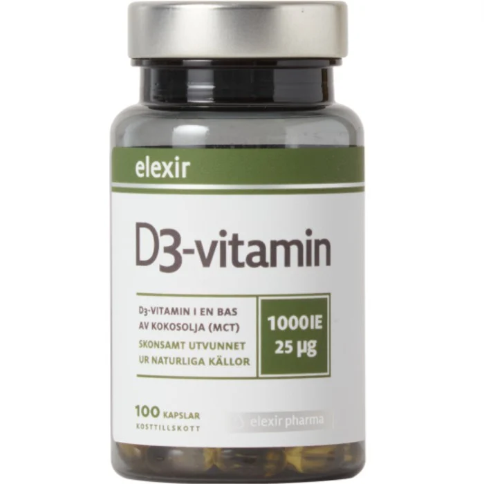 Elexir Pharma D3-vitamin 1000 IE 100 kapslar