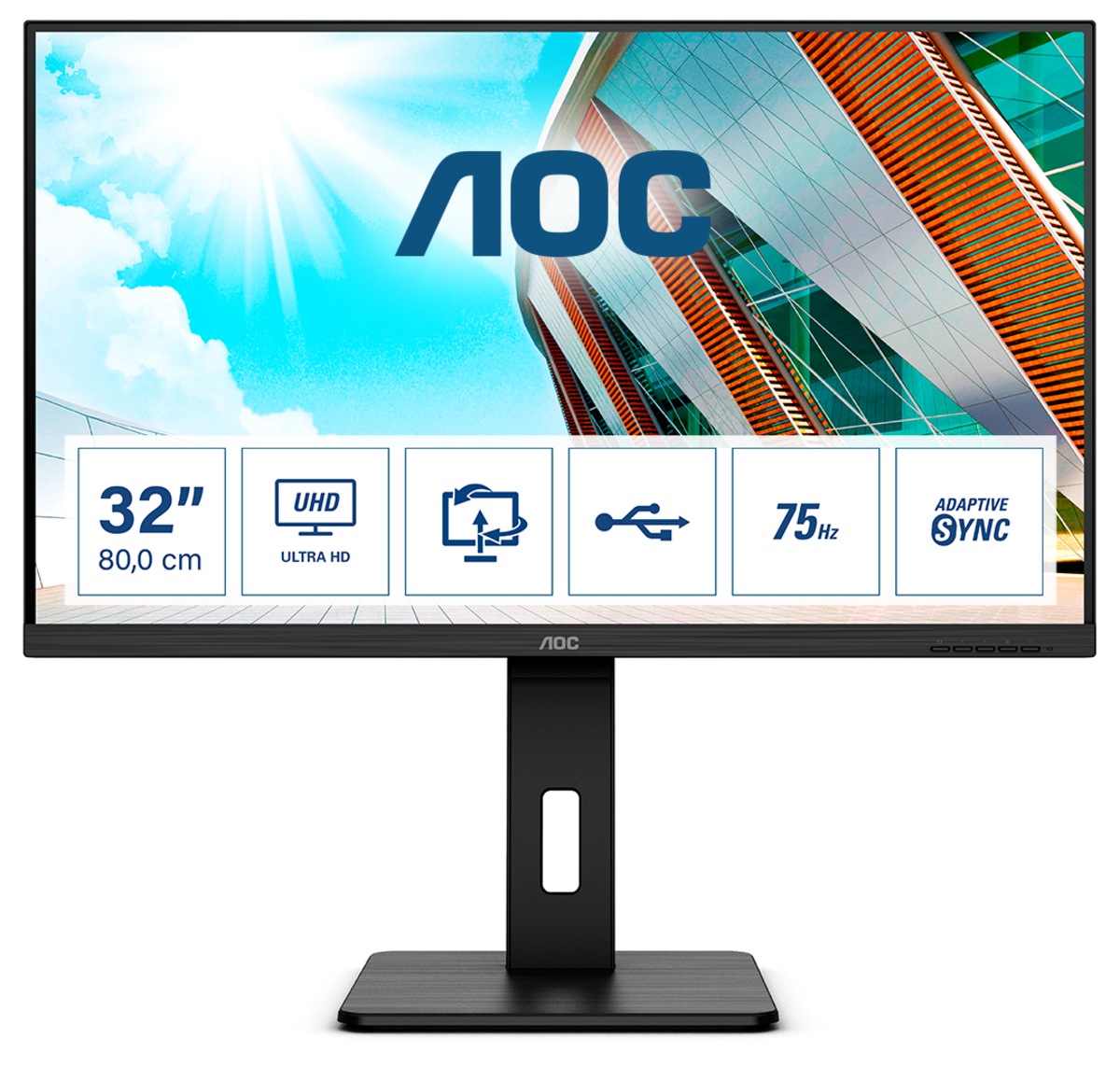 AOC U32P2 32" - 3840x2160 VA 60Hz, bild 4