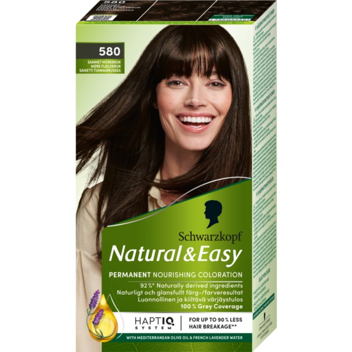 Schwarzkopf Natural & Easy Hair Color 580 Sammet Mörkbrun, bild 2