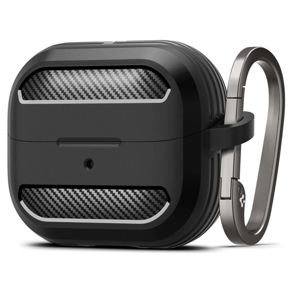 Spigen Rugged Armor - Fodral laddningsfodral för trådlösa öronsnäckor - robust - termoplastisk polyuretan (TPU) - mattsvart - för Samsung Galaxy Buds3, Buds3 Pro