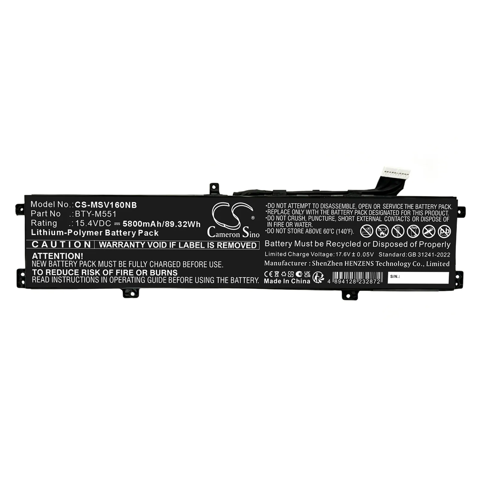 Batteri till Laptop, Bärbar dator för MSI Vector 16, Vector 16 HX m.fl., bild 2