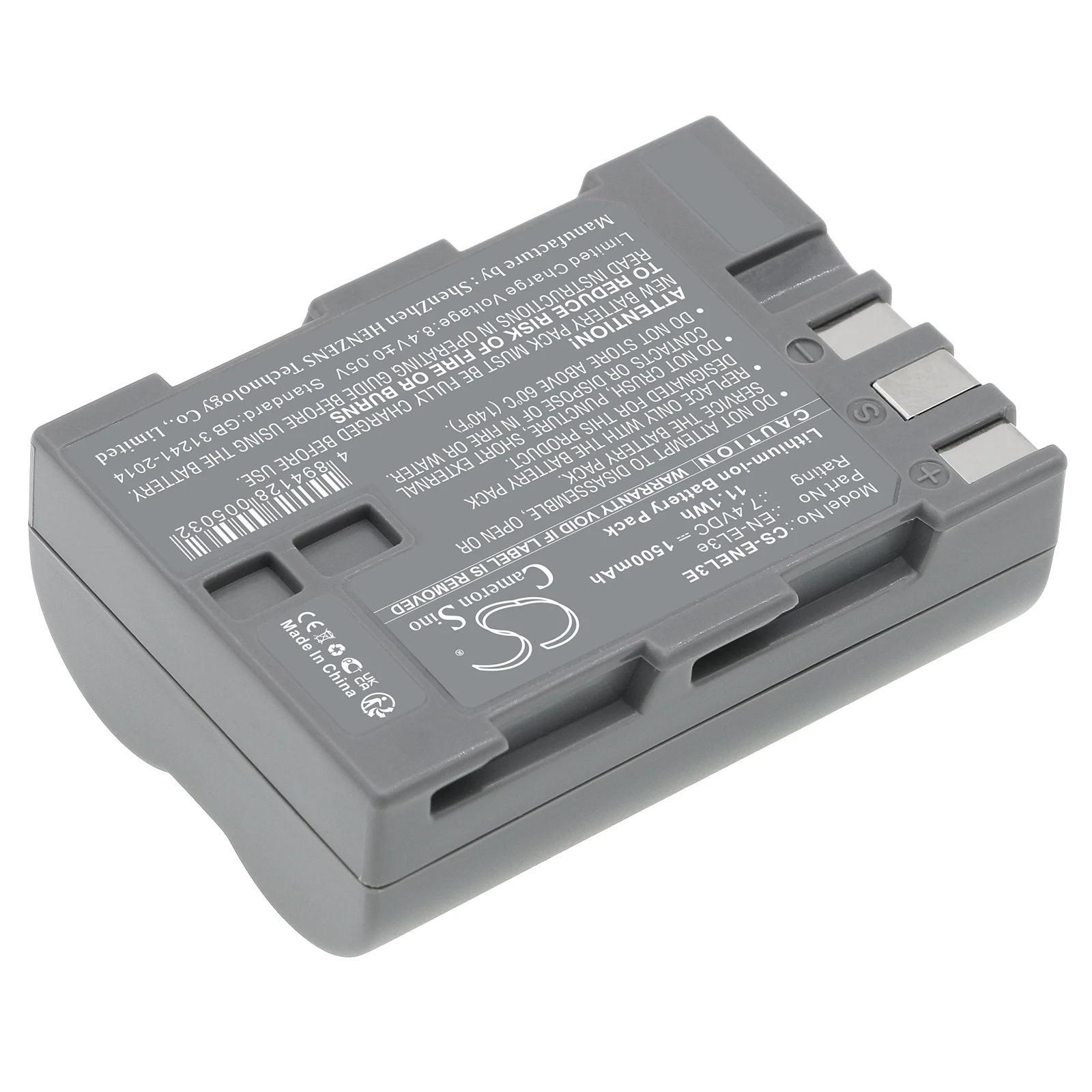 Cameron Sino uppladdningsbart batteri typ En-el3a / En-el3 / En-el3e för Nikon / Cs-enel3e, bild 2