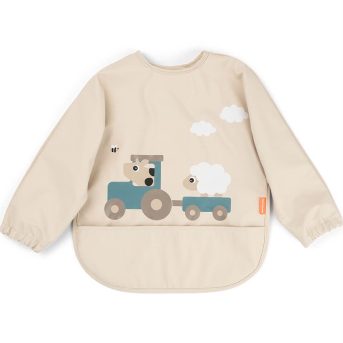 Done by Deer Sleeved Pocket Bib Tiny Farm Sand