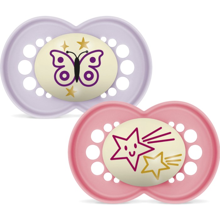 MAM Original Night 6-16m Silicone Pink 2pcs