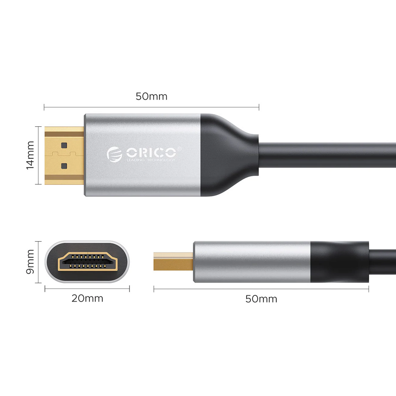 Orico H4Y1 HDMI 2.0 4K 60 Hz HDMI-kabel 8 m – svart, bild 2