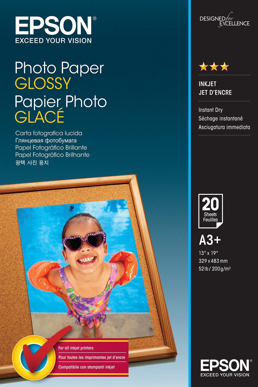 Epson Photo Paper Glossy A3+, 200g/m2, 20 ark, bild 3