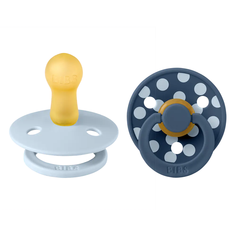 BIBS Pacifier Studio Colour 2-pack Polka Latex Size 2 Baby Blue/Steel Blue, bild 3
