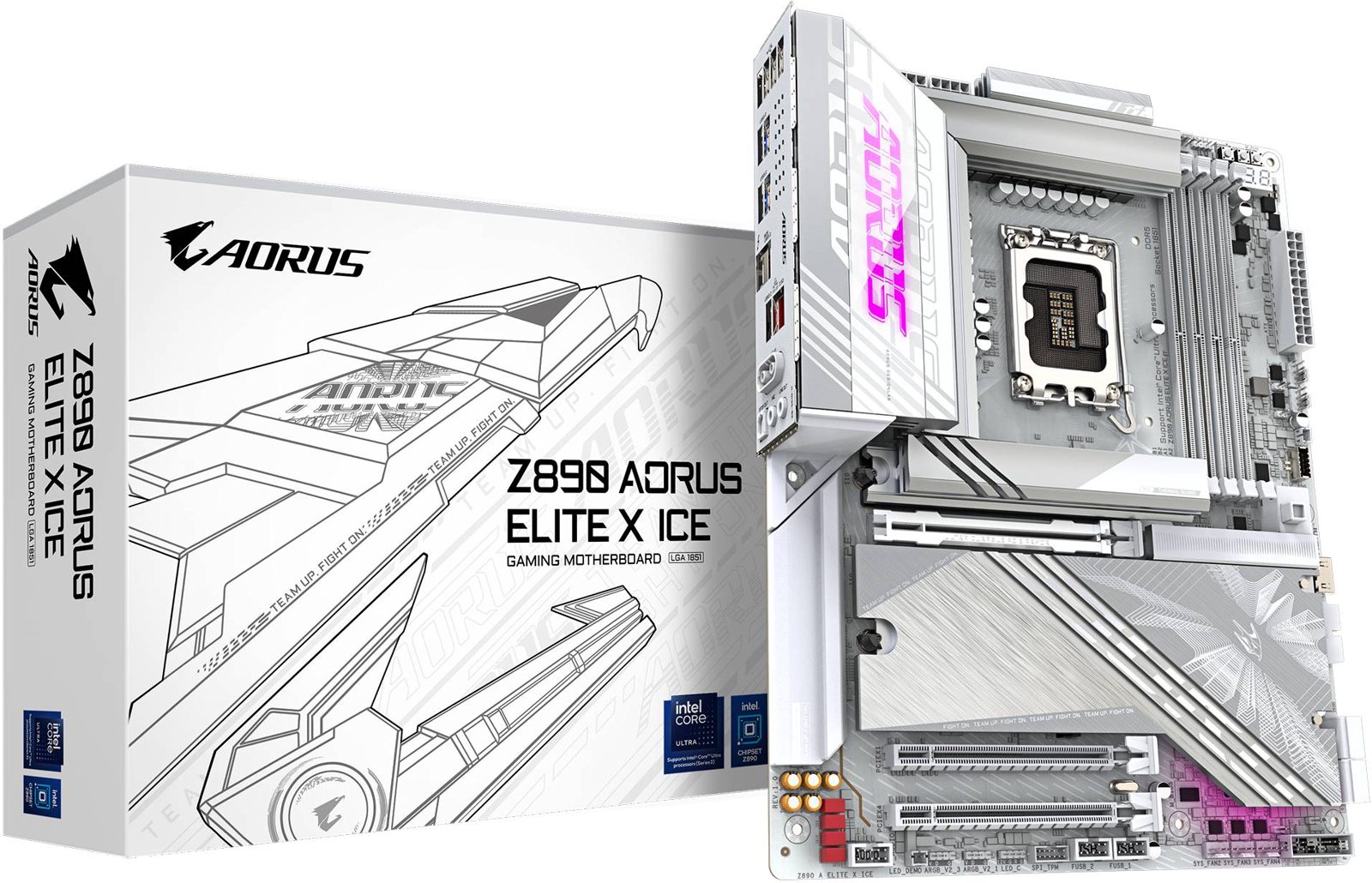 Gigabyte Z890 AORUS ELITE X ICE, Intel LGA1851, ATX, 3xPCI Express, 4xDDR5, 5xM.2 + SATA3 RAID, TB4/USB-C, 2.5GbE LAN, WiFi 7, Bluetooth 5.4, RGB Fusion, bild 3