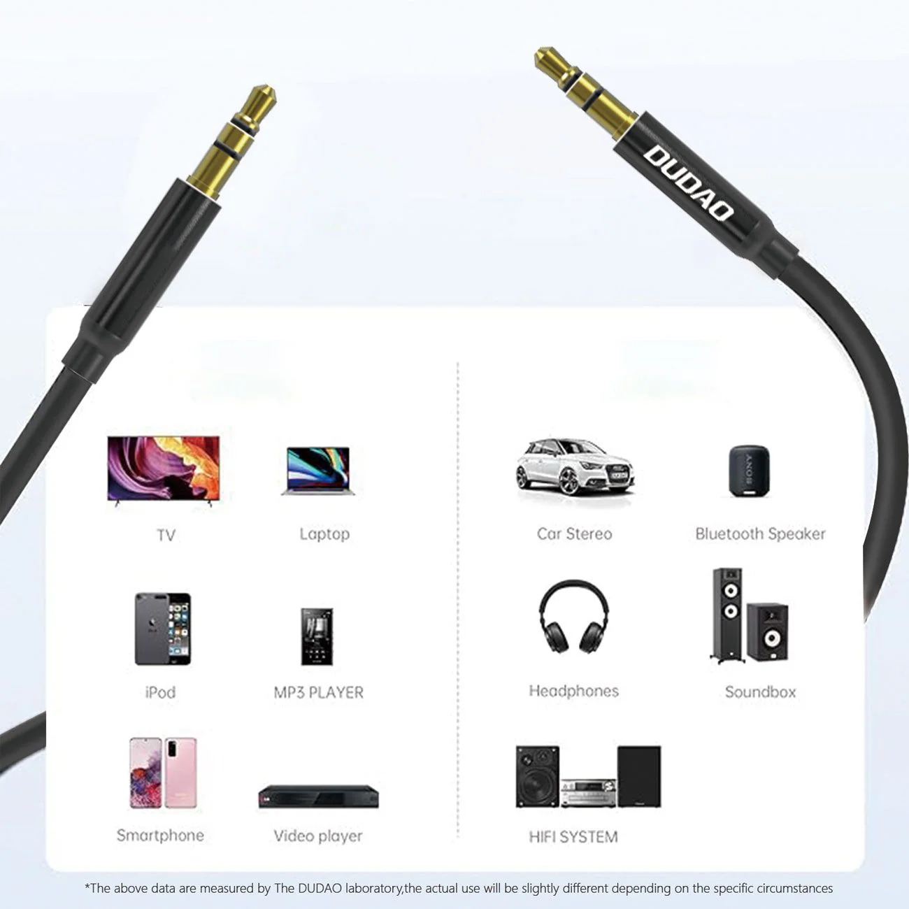Dudao L12S AUX-kabel minijack 3,5mm 1m 3-polig stereo - svart