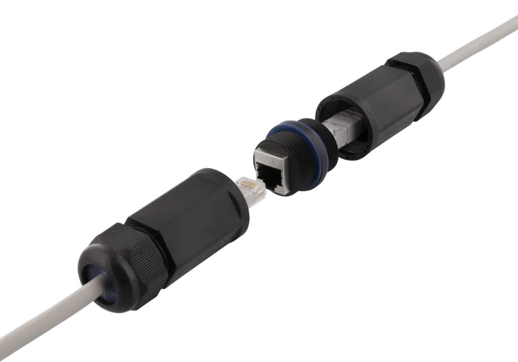 Vattentät ethernetkoppling Cat6 RJ45 IP67 – svart